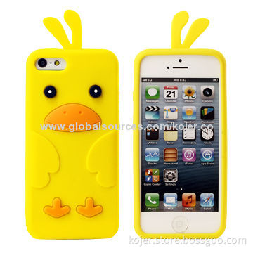 Hot Silicone Mobile Phone Covers for iPhone 5S, OEM Orders Welcomed, Lovely Animals Design